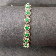 Marcasite Emerald Silver Bracelet