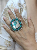 Cocktail Turquoise Silver Ring