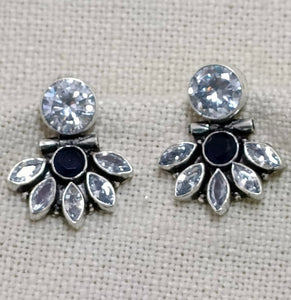 Cut Stone Silver Earring