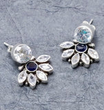 Cut Stone Silver Earring