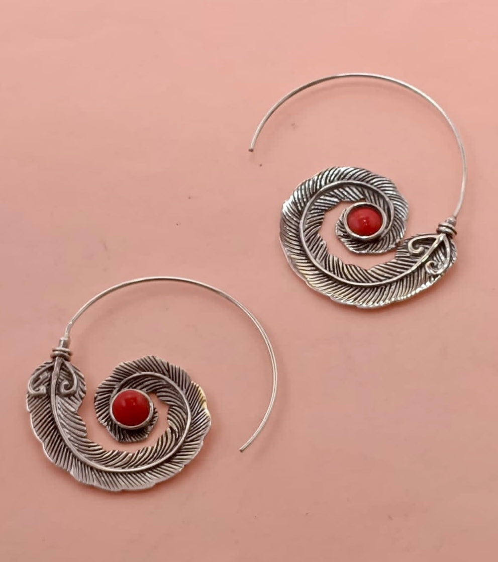 Silver Coral Earrings