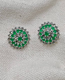 Marcasite Silver Earrings - Green