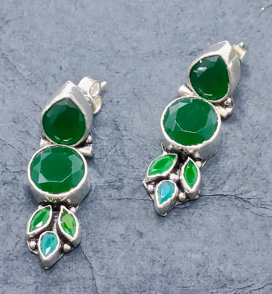 Cut Stone Silver Earring