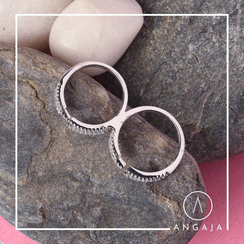 2 Finger Silver Ring - Angaja Silver