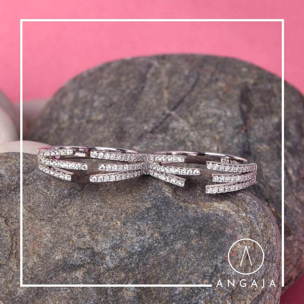 2 Finger Silver Ring - Angaja Silver