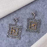 2 Tone Kundan Silver Earrings - Angaja Silver
