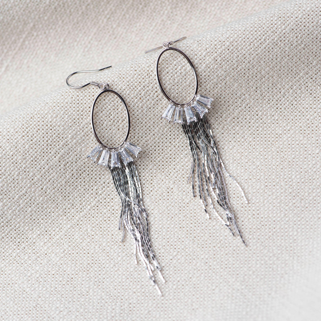 American Diamond Silver Earrings - Angaja Silver