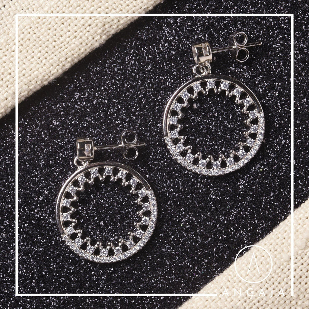 American Diamond Silver Earrings - Angaja Silver