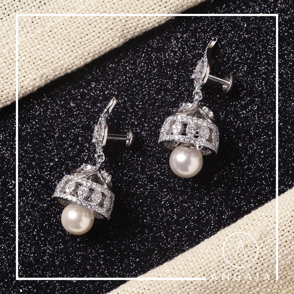 American Diamond Silver Earrings - Angaja Silver