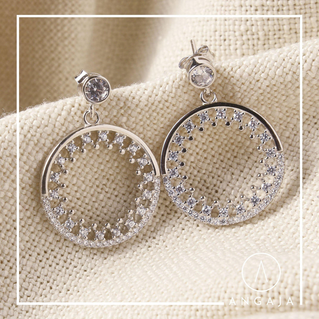 American Diamond Silver Earrings - Angaja Silver