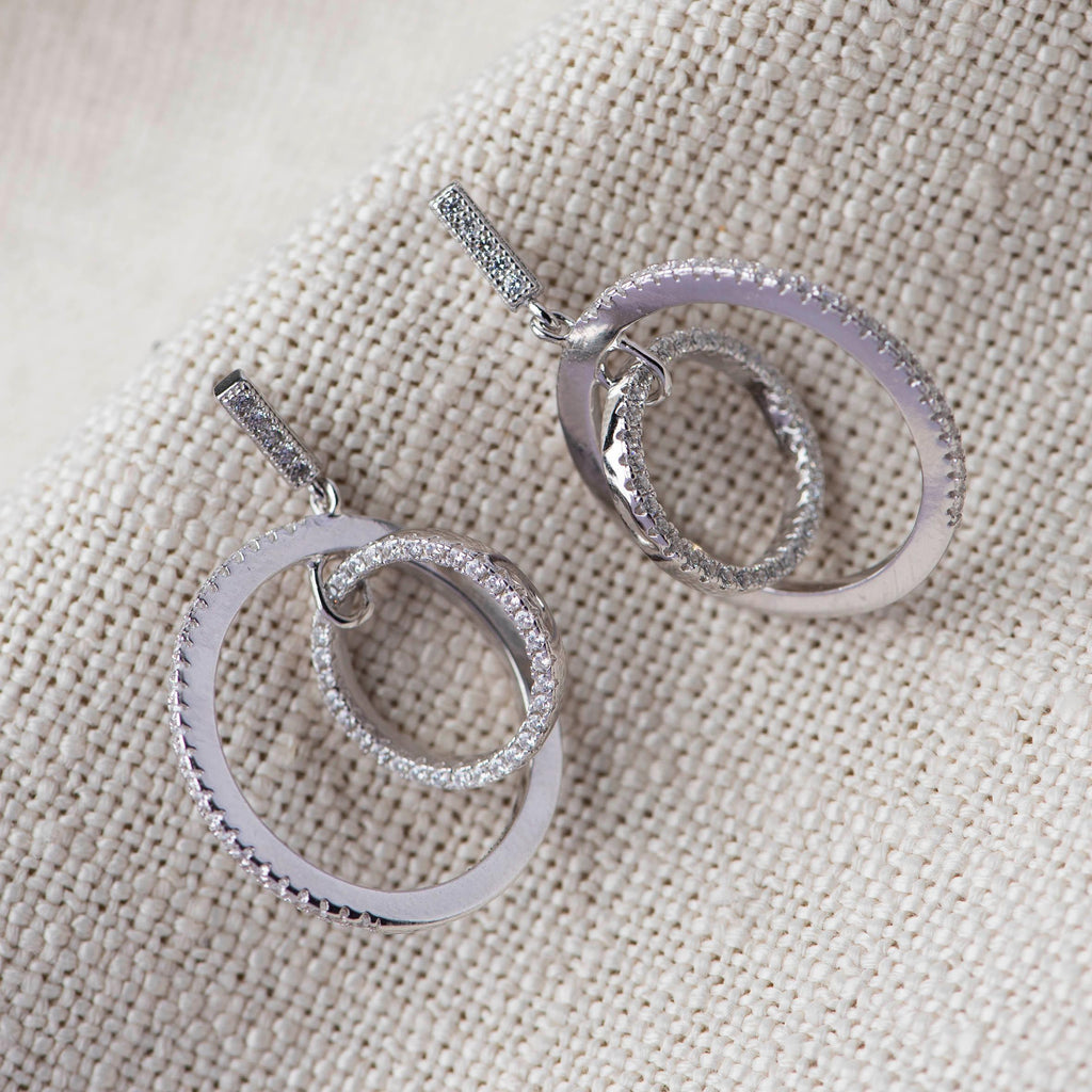 American Diamond Silver Earrings - Angaja Silver