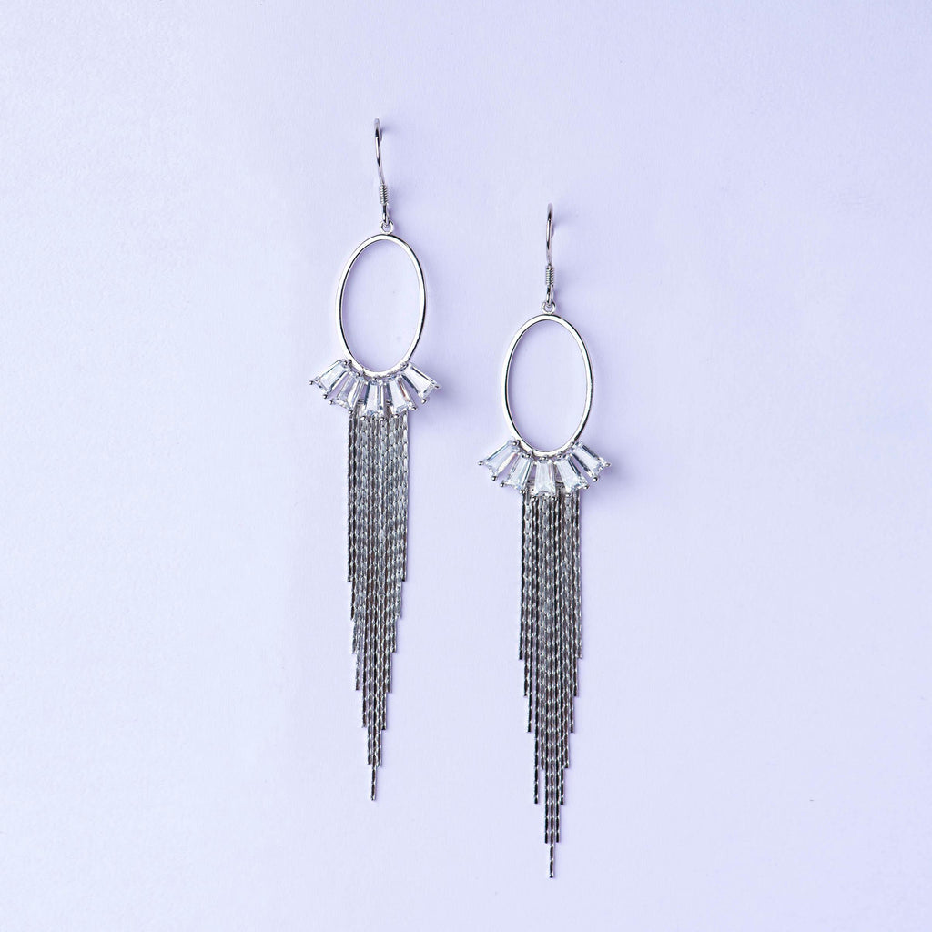 American Diamond Silver Earrings - Angaja Silver