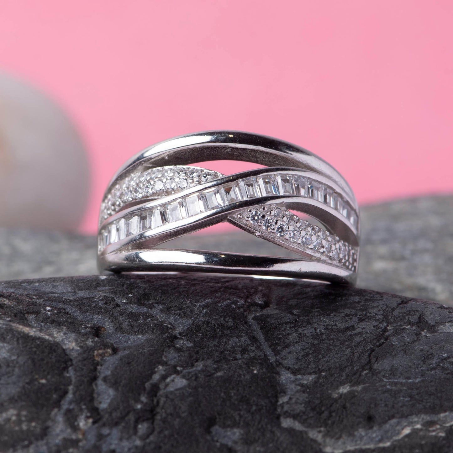 American Diamond Silver Ring - Angaja Silver