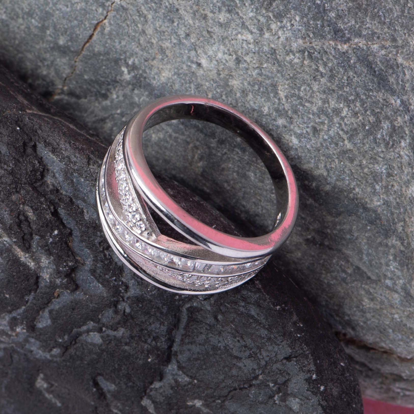 American Diamond Silver Ring - Angaja Silver