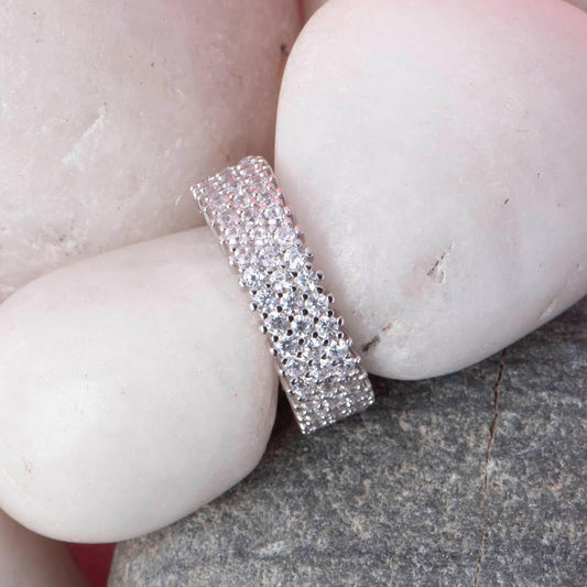American Diamond Silver Ring - Angaja Silver