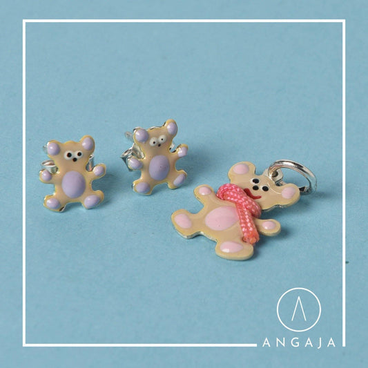 Baby Earrings / Studs with Pendant - Angaja Silver