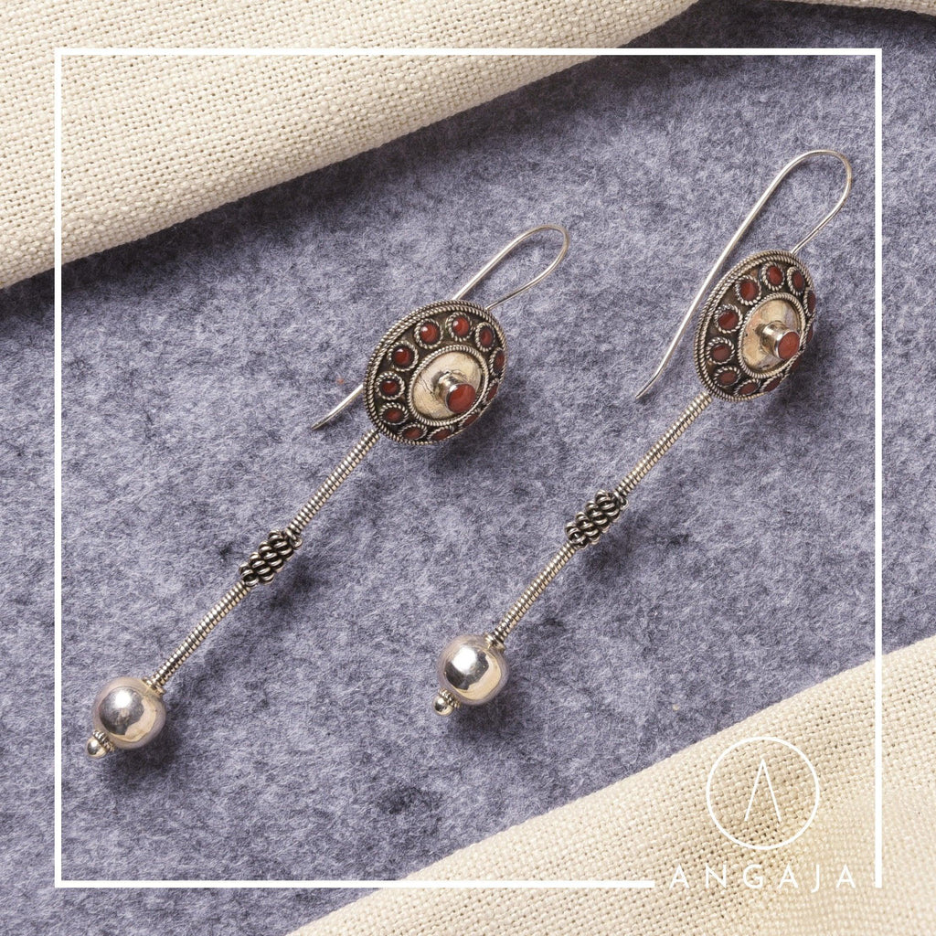 Coral Earrings - Angaja Silver