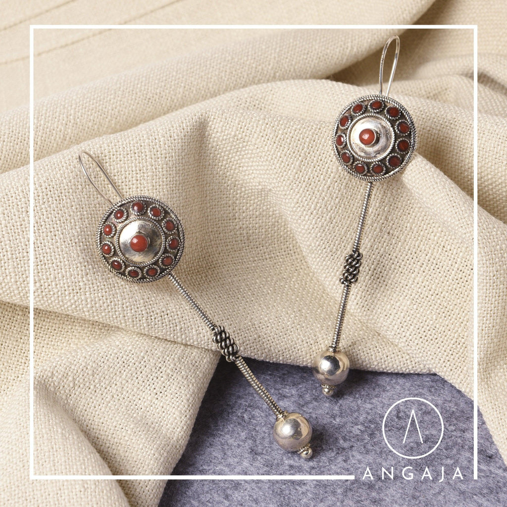 Coral Earrings - Angaja Silver