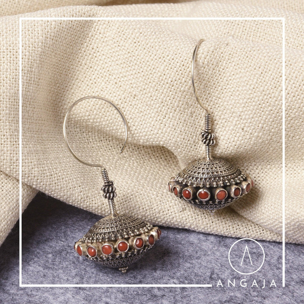 Coral Earrings - Angaja Silver