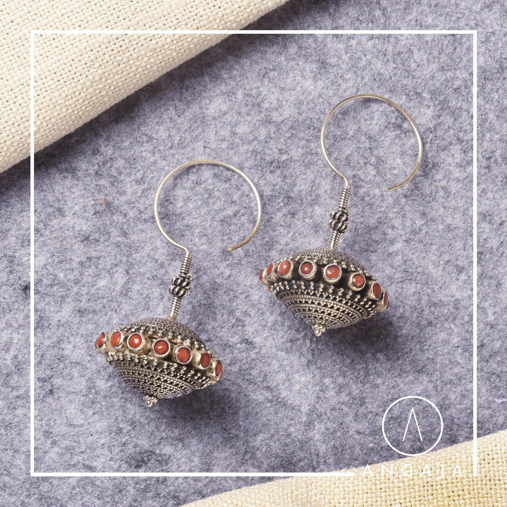 Coral Earrings - Angaja Silver