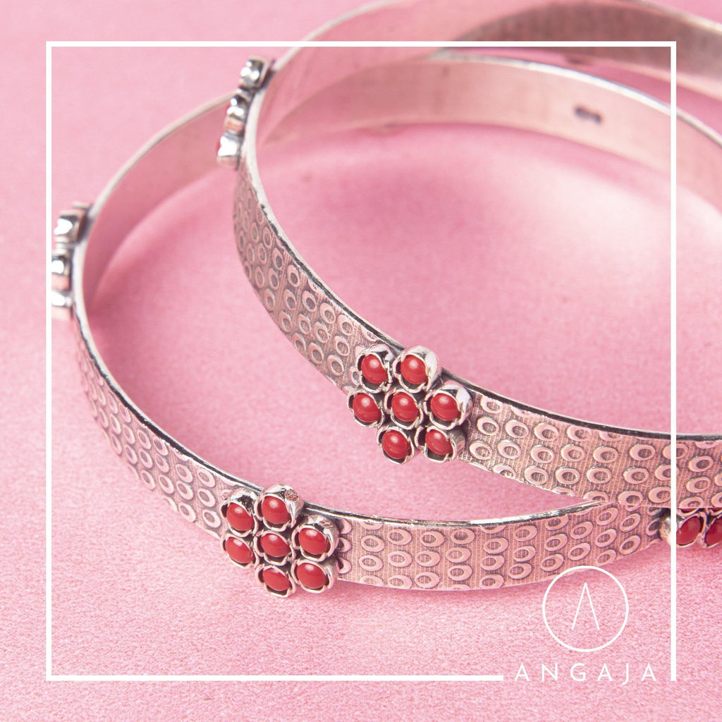 Coral Silver Bangle - Angaja Silver