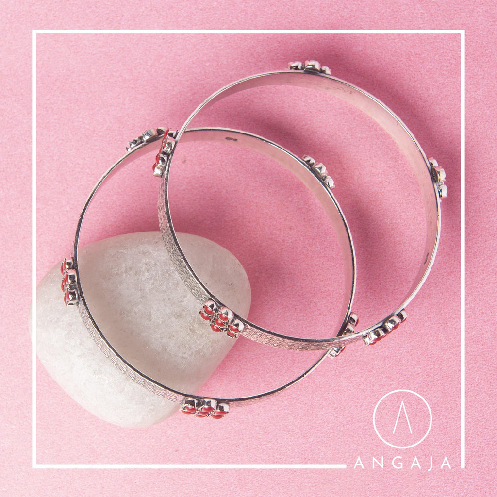 Coral Silver Bangle - Angaja Silver