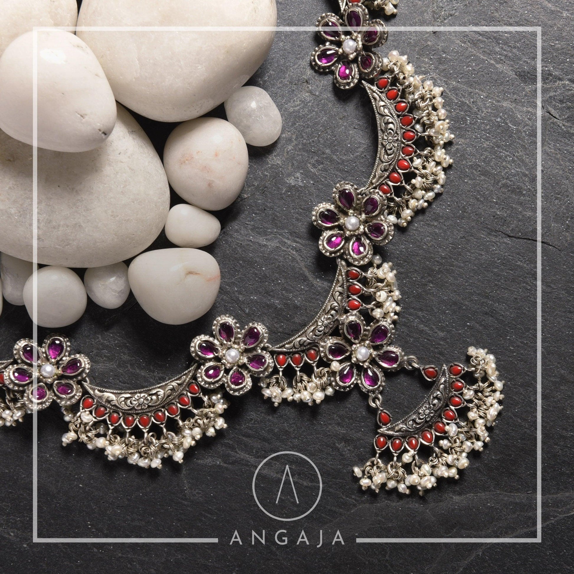 Coral Silver Necklace - Angaja Silver