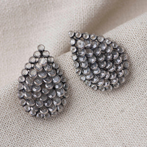 Crystal Polki Silver Earrings - Angaja Silver