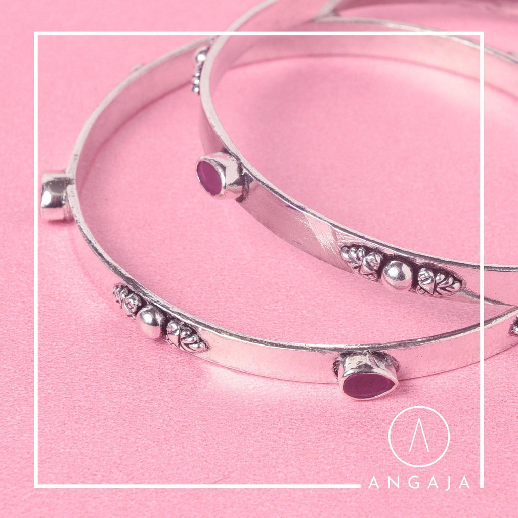 Cut Stone Bangles - Angaja Silver