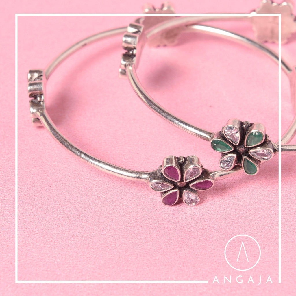 Cut Stone Bangles - Angaja Silver