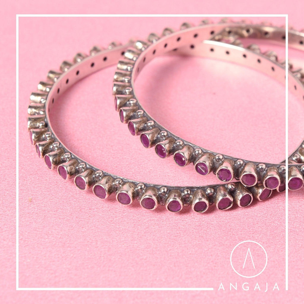 Cut Stone Bangles - Angaja Silver