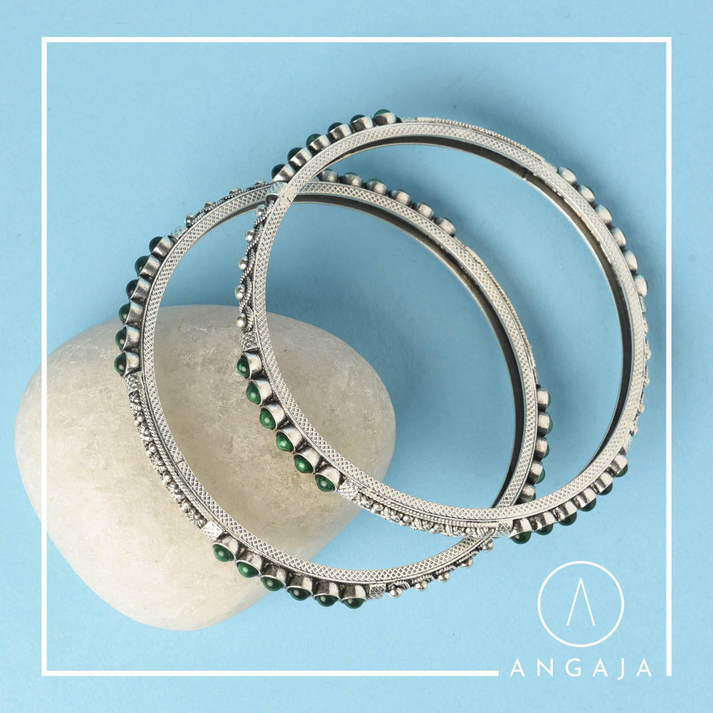 Cut Stone Bangles - Angaja Silver