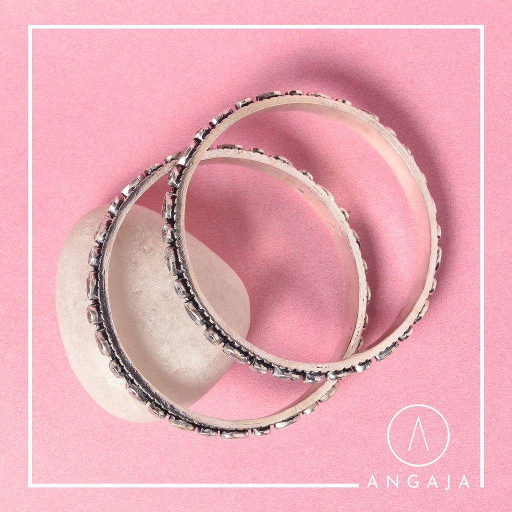 Cut Stone Bangles - Angaja Silver