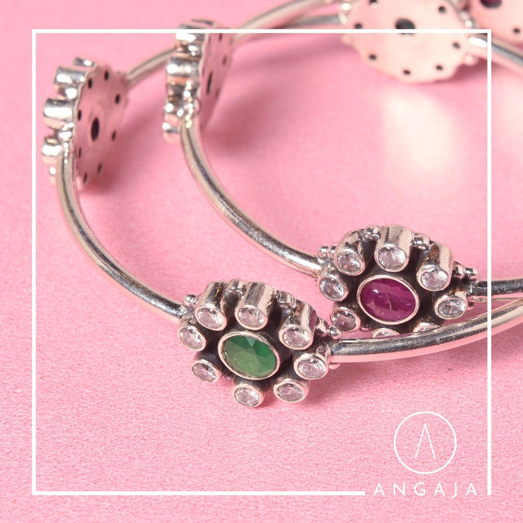 Cut Stone Bangles - Angaja Silver