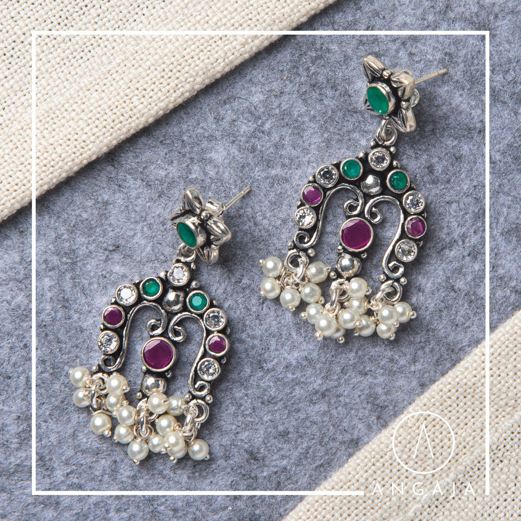 Cut Stone Earring - Angaja Silver