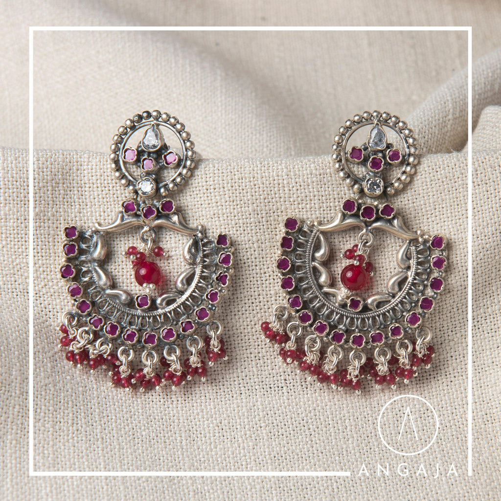 Cut Stone Earring - Angaja Silver