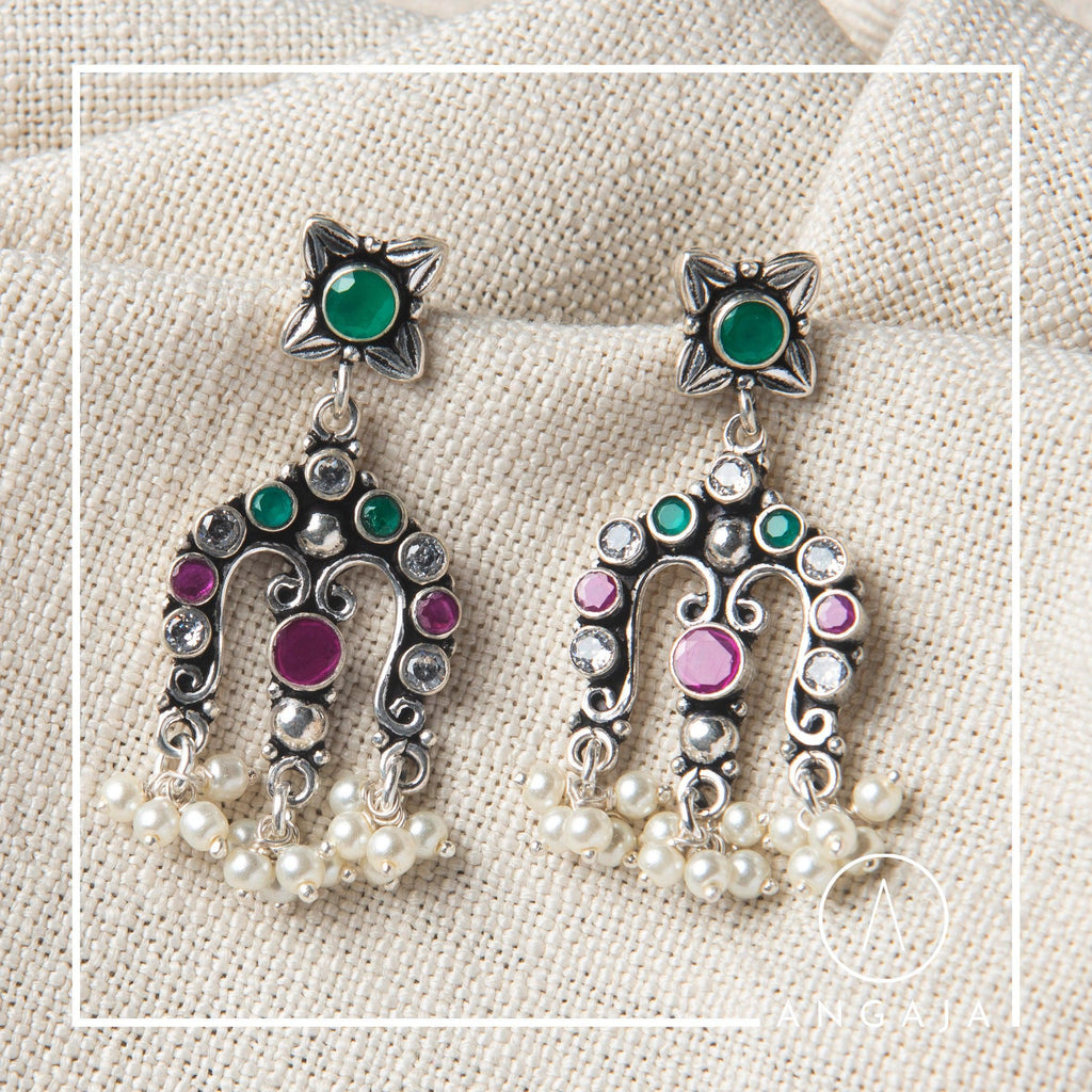 Cut Stone Earring - Angaja Silver