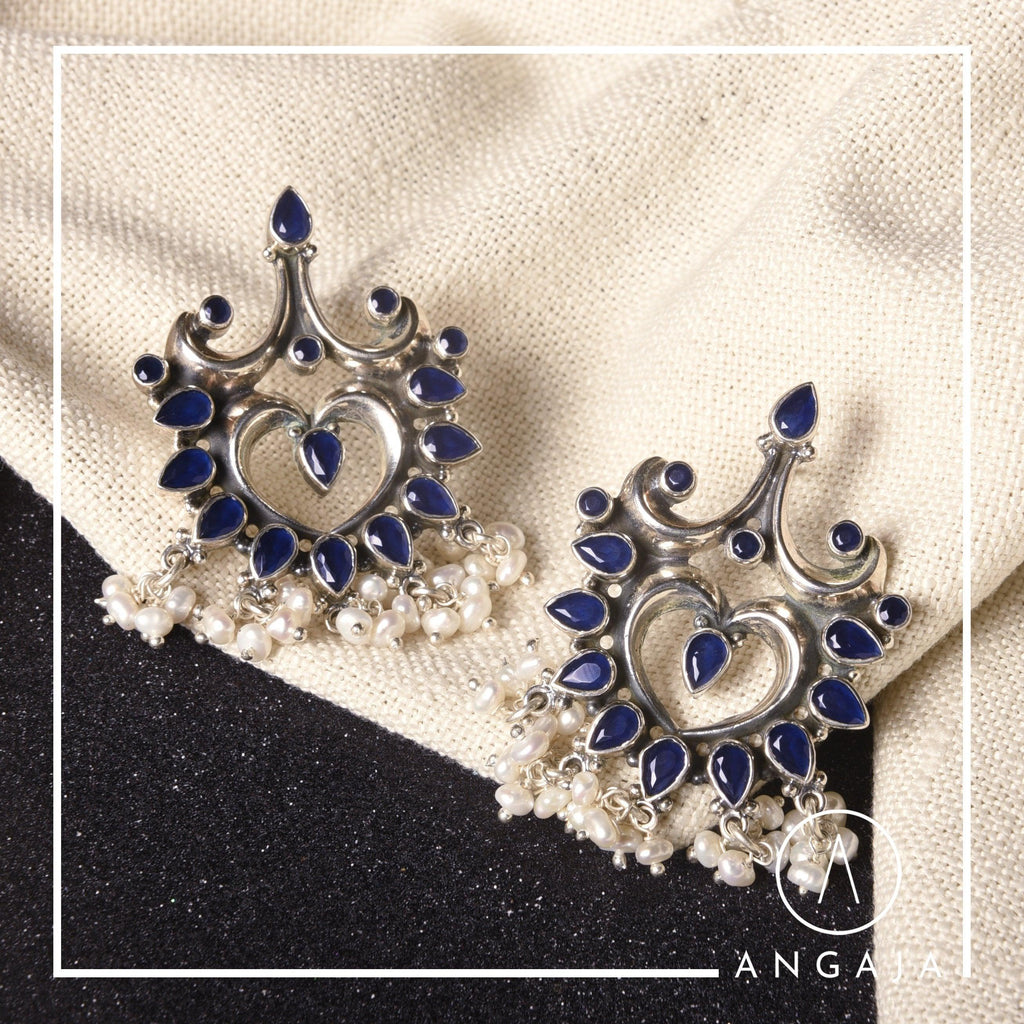 Cut Stone Earrings - Angaja Silver