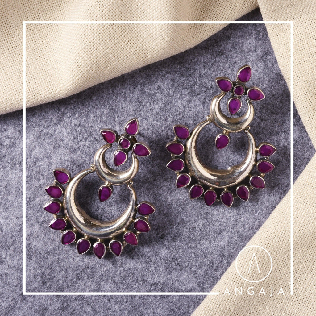 Cut Stone Earrings - Angaja Silver