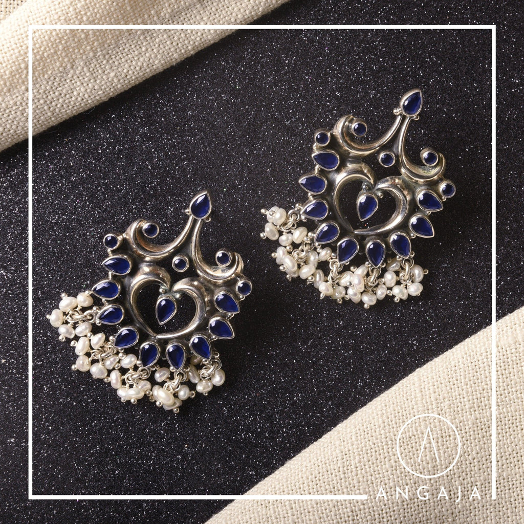 Cut Stone Earrings - Angaja Silver