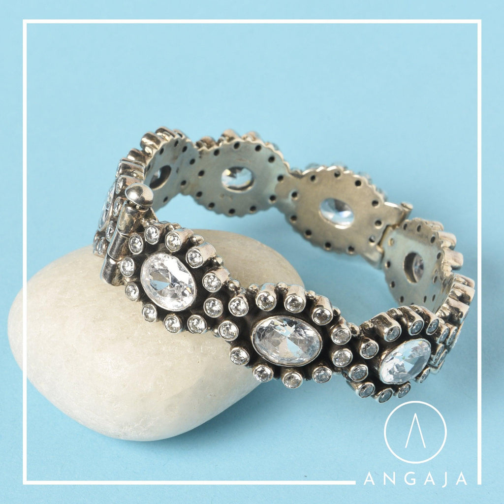 Cut Stone Kada - Angaja Silver