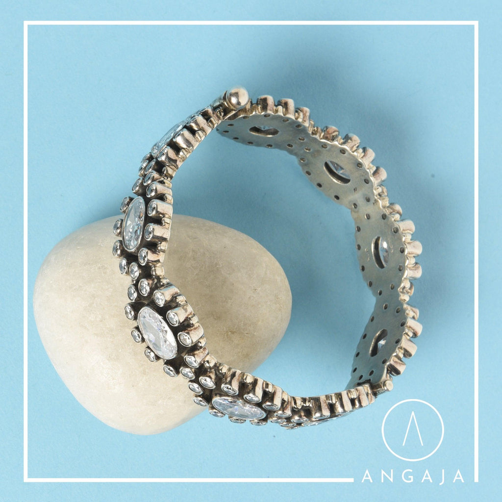 Cut Stone Kada - Angaja Silver