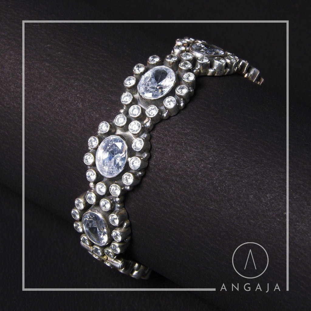 Cut Stone Kada - Angaja Silver