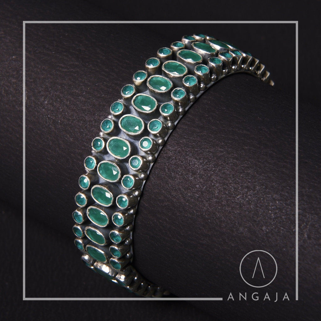 Cut Stone Kada - Angaja Silver