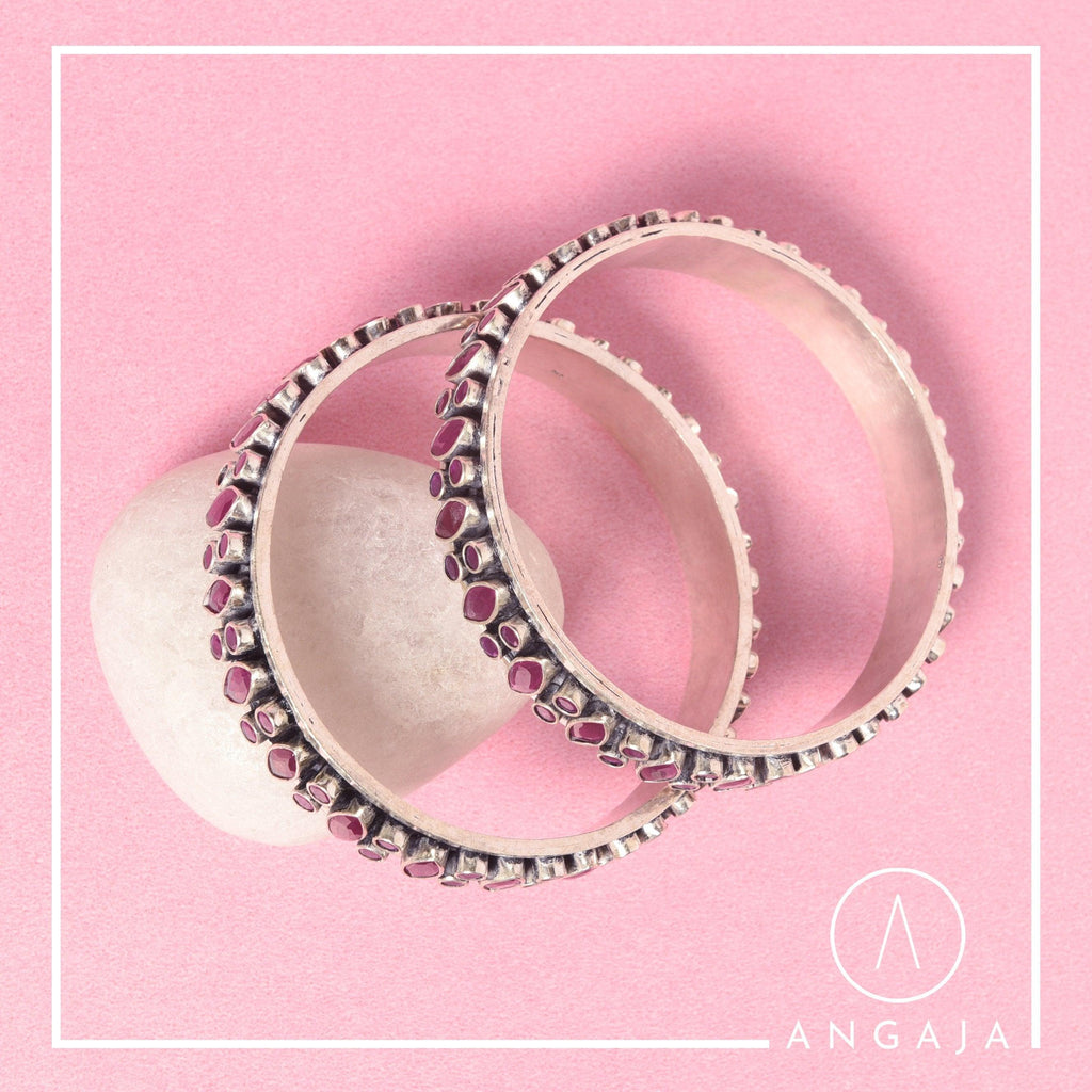 Cut Stone Kada - Angaja Silver