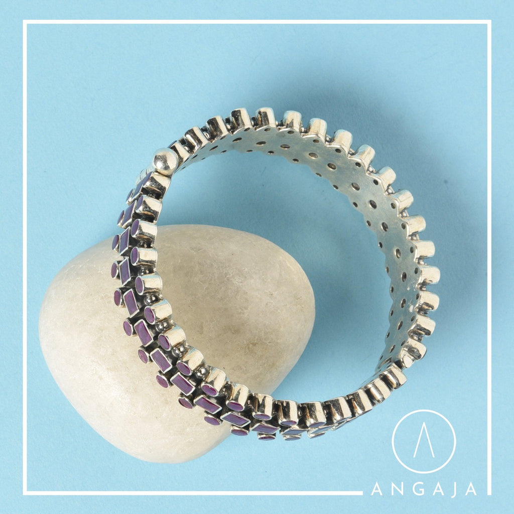 Cut Stone Kada - Angaja Silver