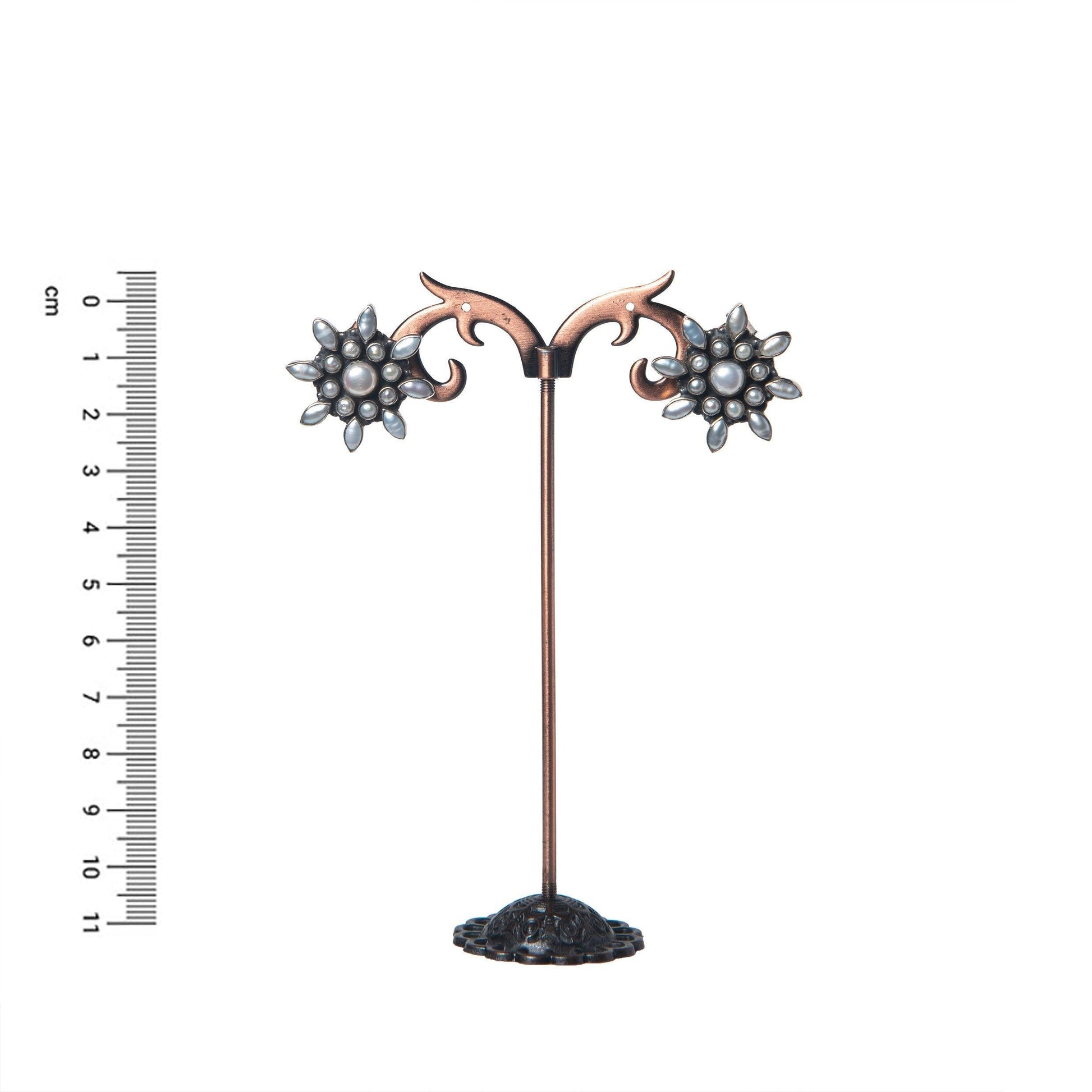 Cut Stone Silver Earring - Angaja Silver