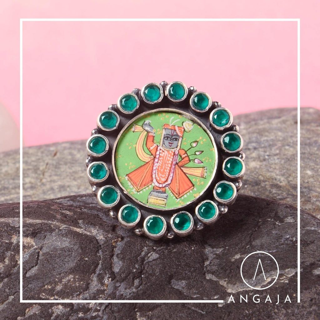 Cutstone Balaji Silver Ring - Angaja Silver