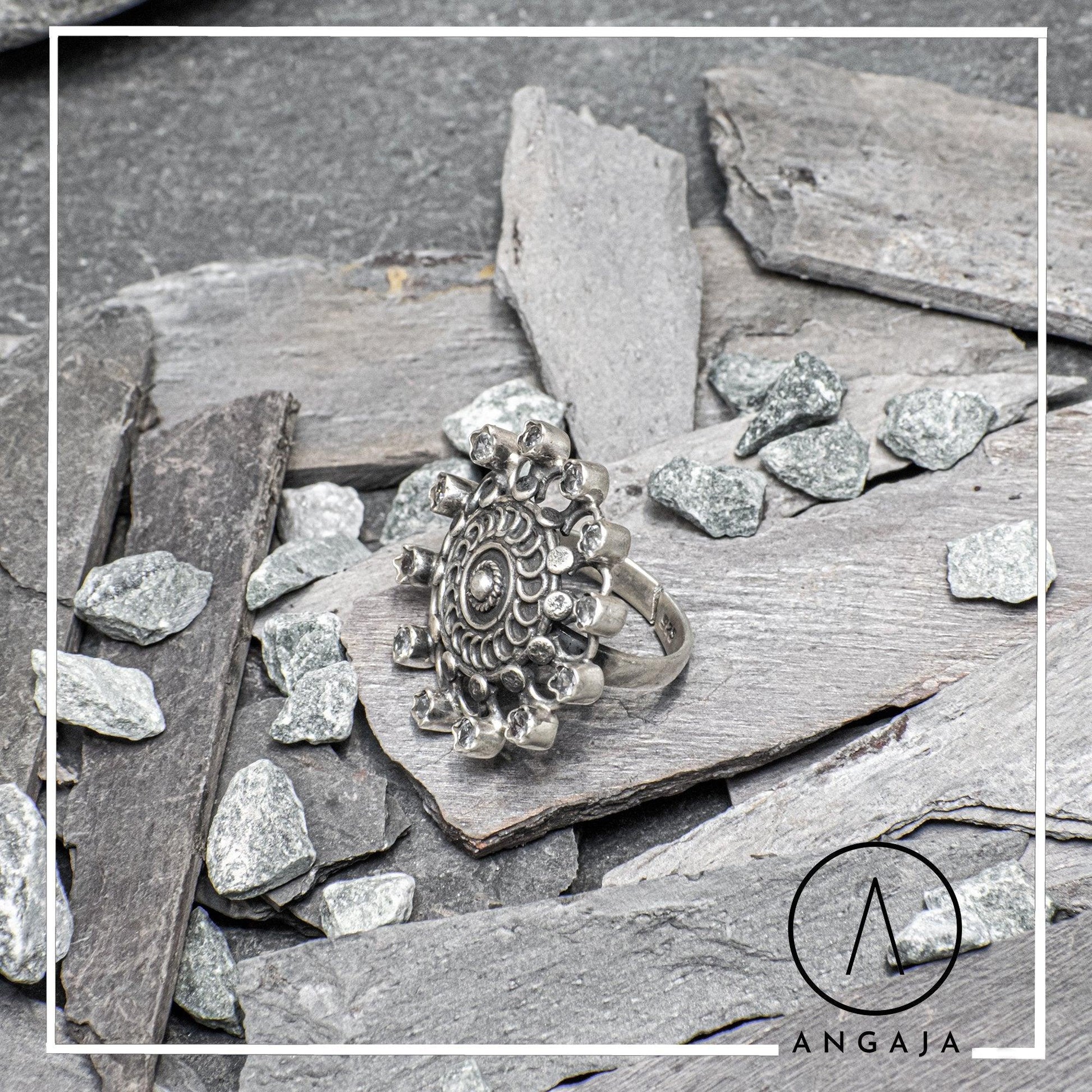 Cutstone Silver Ring - Angaja Silver