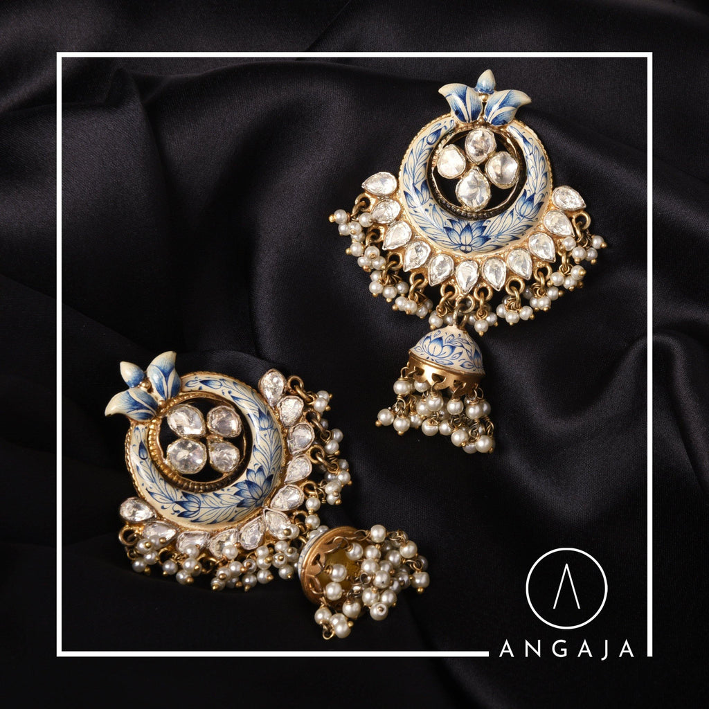 Enamel Silver Earrings - Angaja Silver